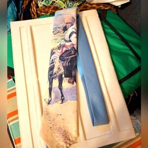 Ralph Marlin Artistic "Indian Trapper" By  Necktie with Blue Accent Vintage